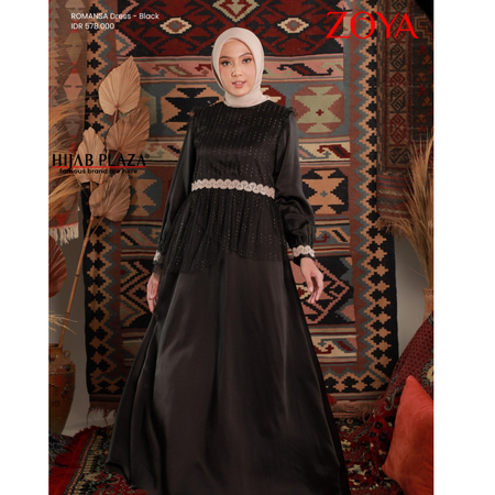 ZOYA BAJU BUSANA GAMIS MUSLIMAH ROMANSA DRESS HITAM