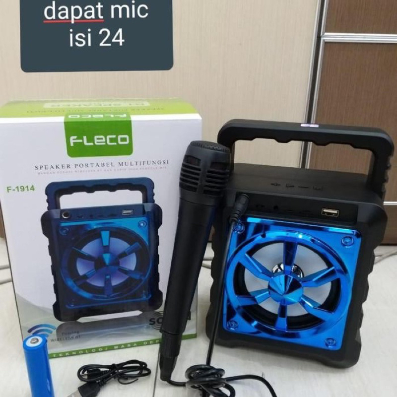 SPEAKER KARAOKE BLUETOOTH FLECO F-1914 / F-1465 BONUS MIC SPEAKER BLUETOOTH