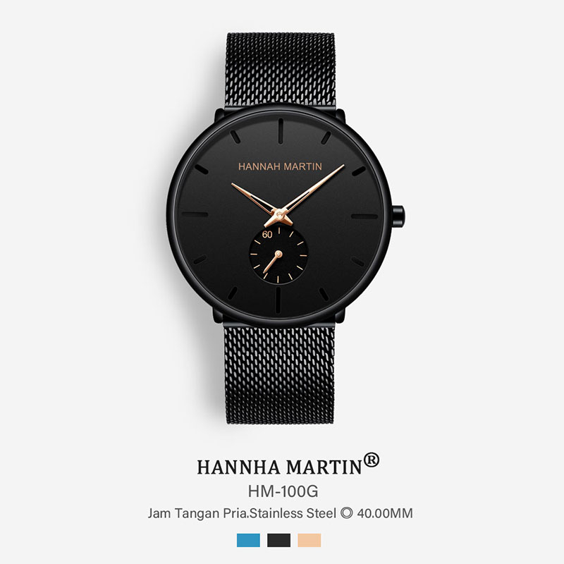 Hannah Martin 100G  Jam Tangan Pria Anti Air ORI Luxury Bisnis Quartz Watch（Free BOX+Kartu）