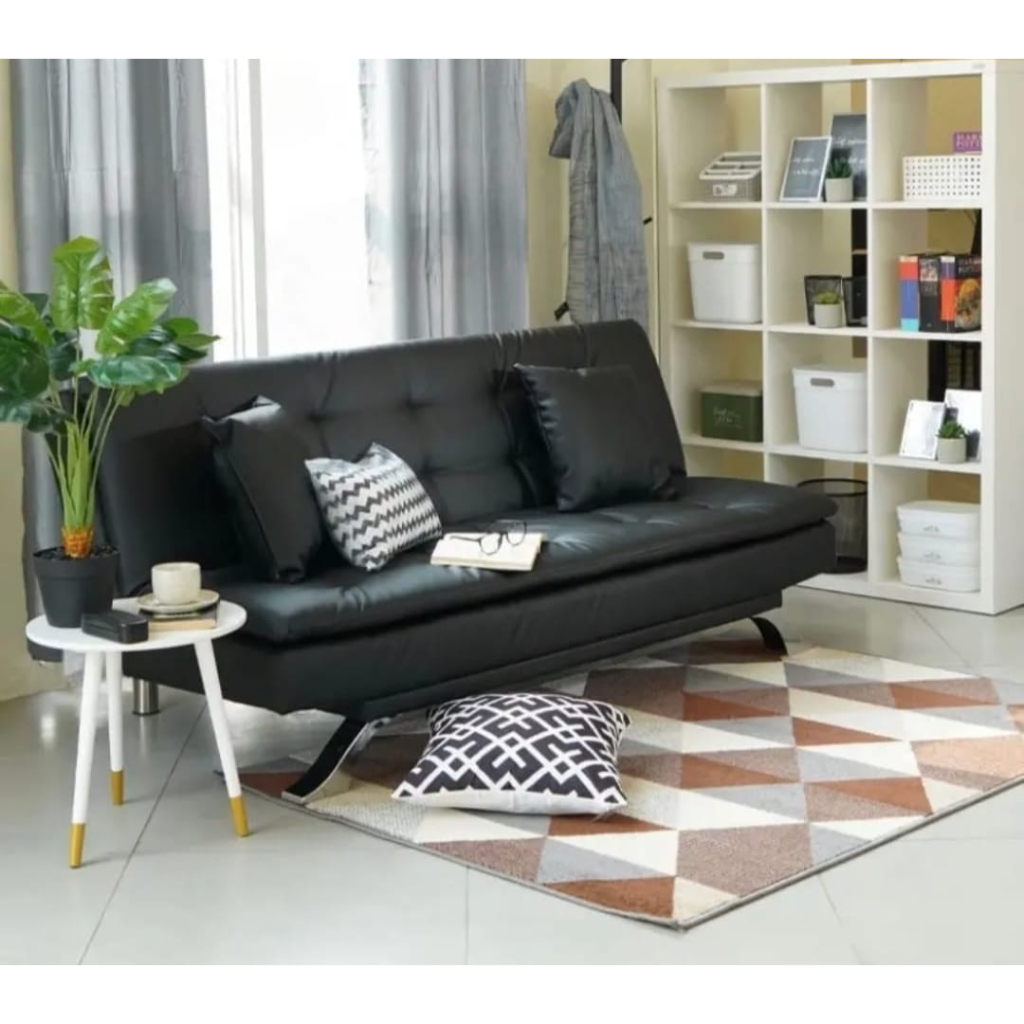 Selma Greesa Sofa Tidur Kulit - Hitam Furniture Informa