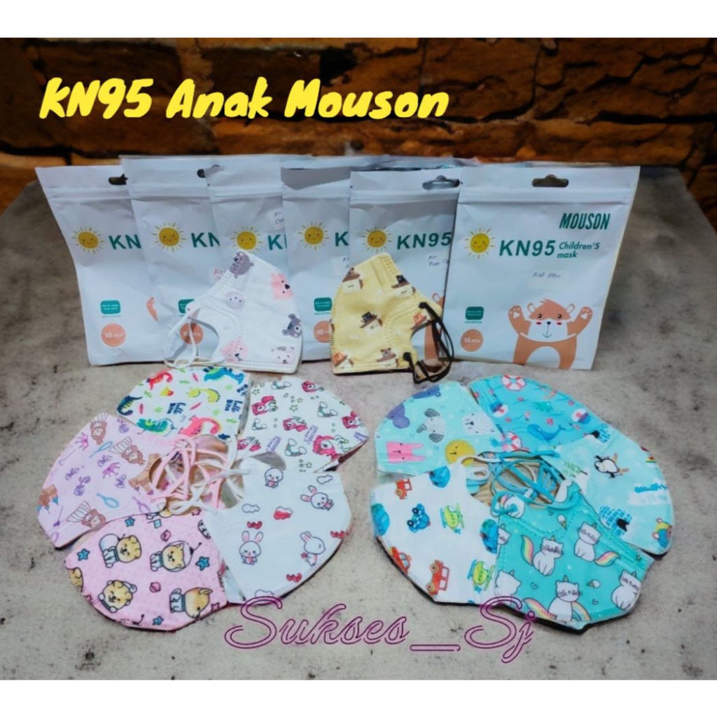 MASKER KN95 ANAK MOUSON 1 PACK  ISI 10 PCS MIX KARAKTER COWO CEWE