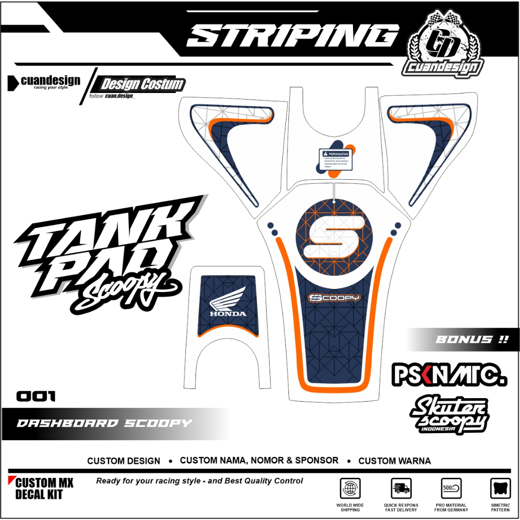 STIKER STRIPING PELINDUNG DASHBOARD / THANKPAD / DECKPAD MOTOR SCOOPY STICKER SCOOPY 2020 2021 2022