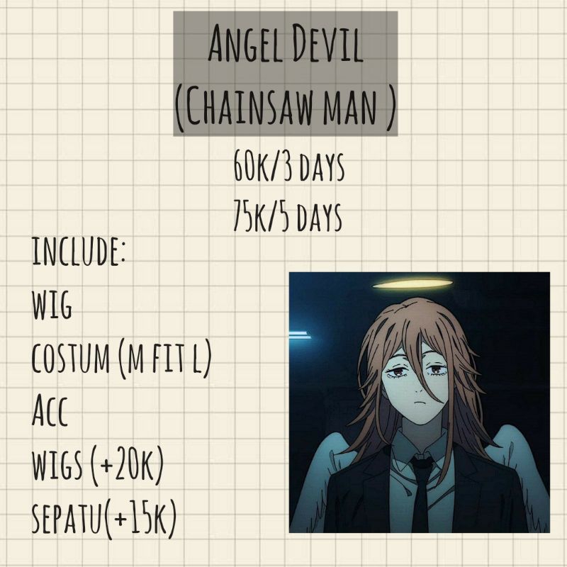 rental costum cosplay angel devil chainsaw man