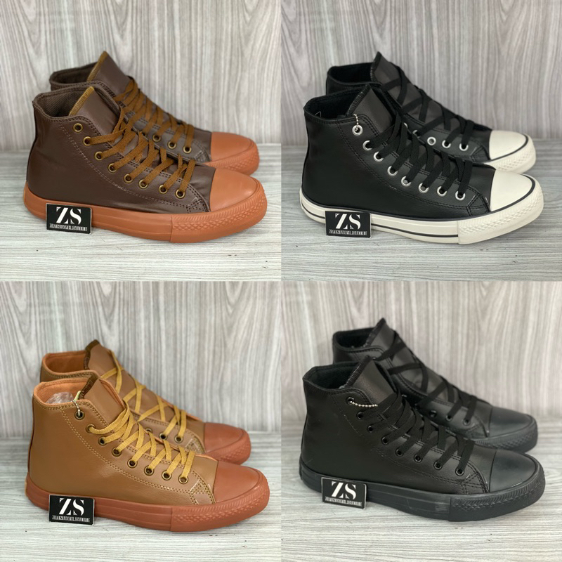 sepatu converse kulit high pria wanita sneakers shoes original BNIB