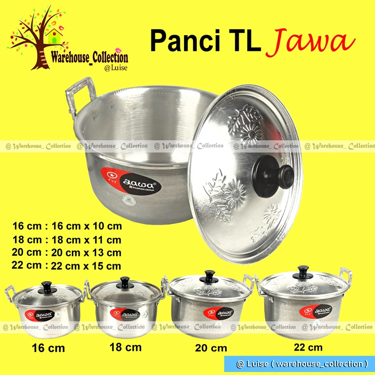 PANCI JAWA / PANCI RUMAHAN + TUTUP / PANCI ALUMINIUM / PANCI MASAK JAWA 16CM/ 18CM/ 20CM / 22CM/ 24C