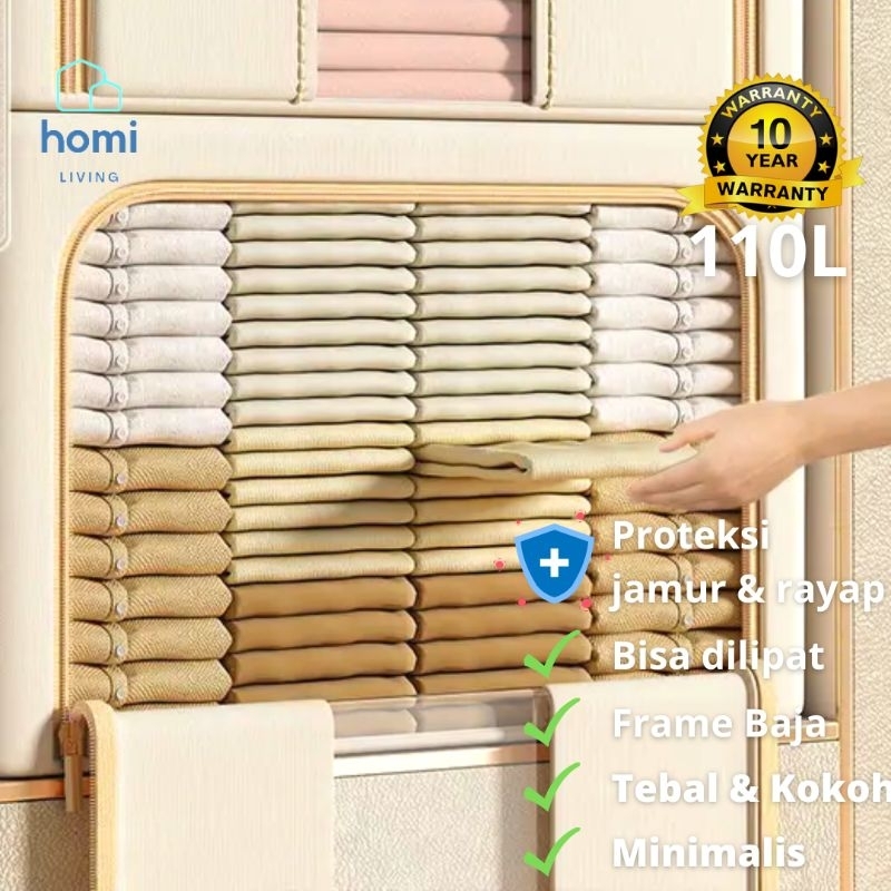 HOMI - Tempat Box Kotak Penyimpanan Pakaian Baju Dalam Bayi Selimut Tebal Bed Cover Tas Barang Maina