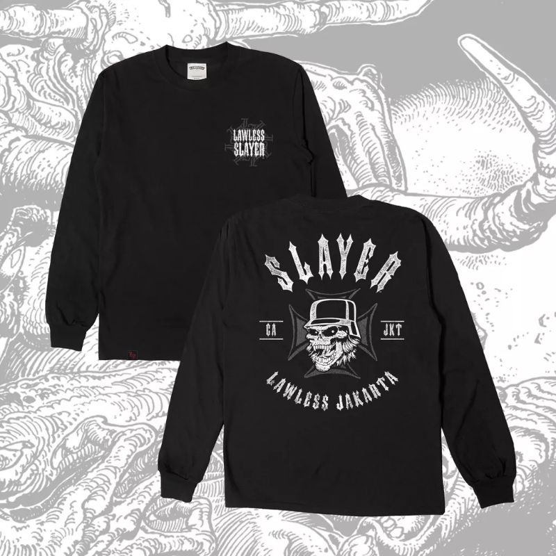 Lawless jakarta x slayer longsleeve iron cross black
