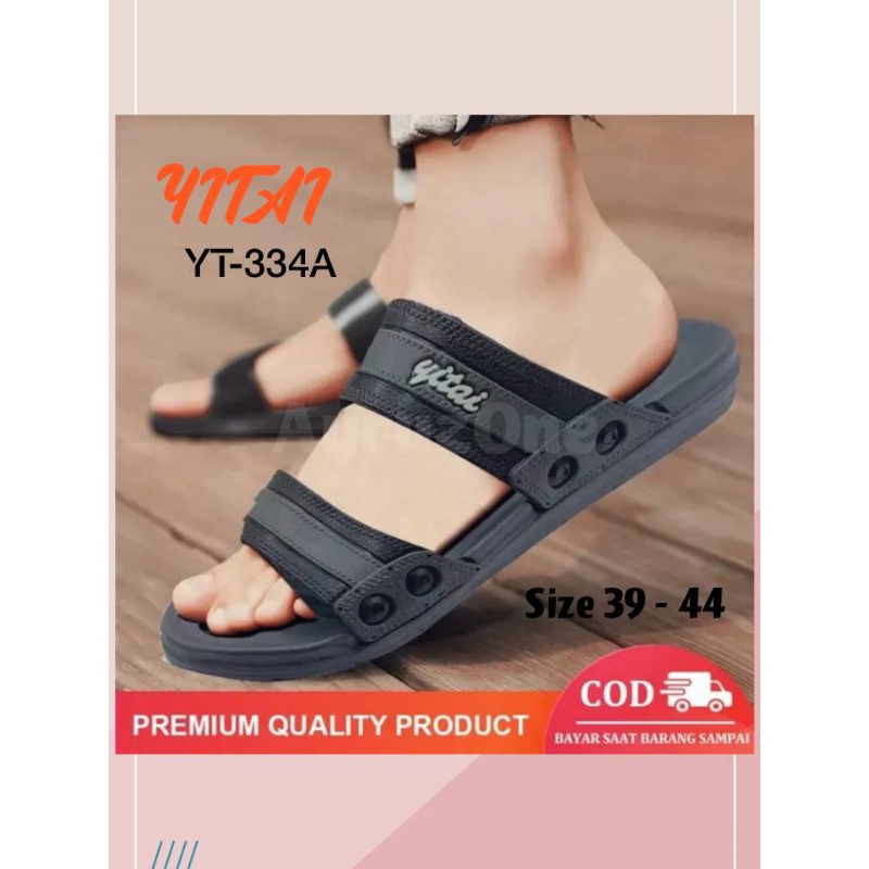 Sandal selop slip on slide Pria dan wanita dewasa Yitai YT-334B dua tali bagus