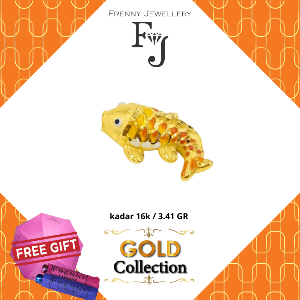 Liontin Emas Yellow Gold Koi Warna 16K