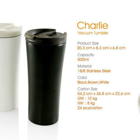 

Dijual [HITAM] Charlie Vacuum Tumbler / Termos Mug Double Wall Cup 500ml Murah