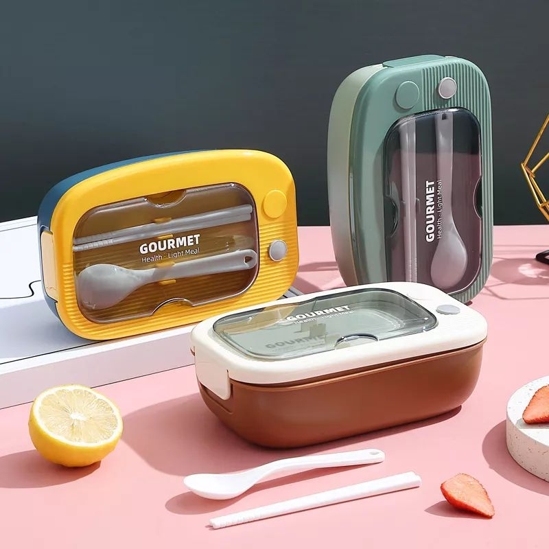 lunch box set kotak bekal nasi makanan tempat makan set anak sekolah