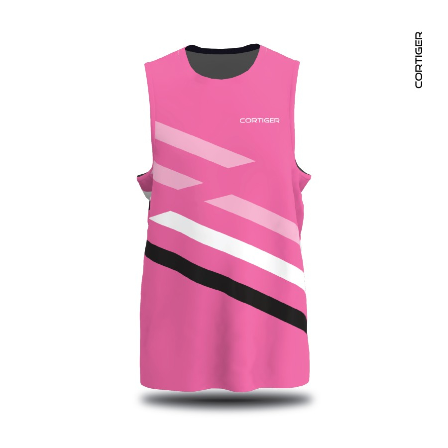 Jersey lari pria Cortiger Jersey lari wanita Cortiger  - CORE PRIMO "SINGLET RUNNING LINEA PINK" MEN