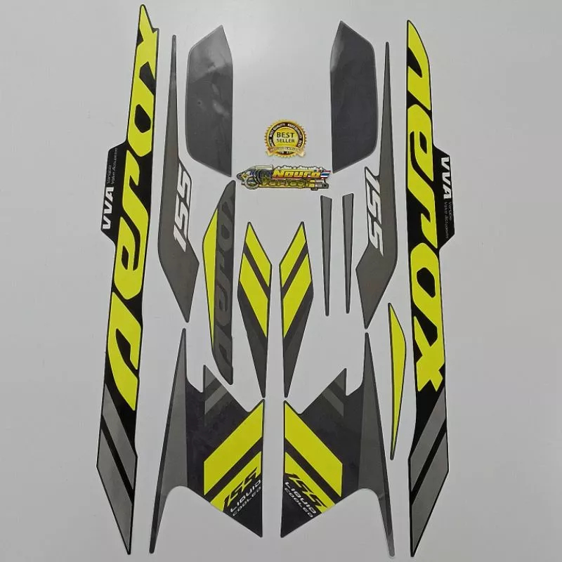 stiker striping yamaha aerox 155 2021 abu kuning lis body original