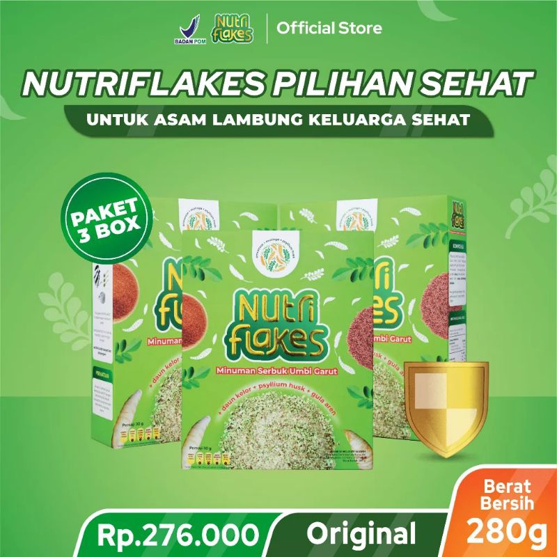 

Nutriflakes Sereal Umbi Garut Asam Lambung Paket 3 Botol