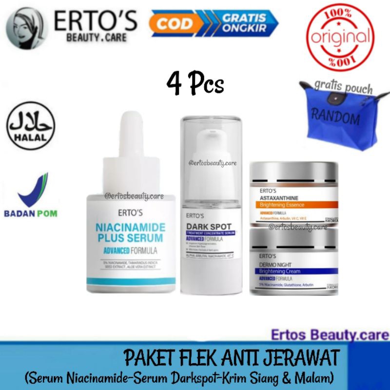 ERTOS PAKET FLEK NODA HITAM ANTI JERAWAT ORIGINAL KRIM PEMUTIH PENCERAH WAJAH (NCM,DRKSPT,ASTA,DRMO)