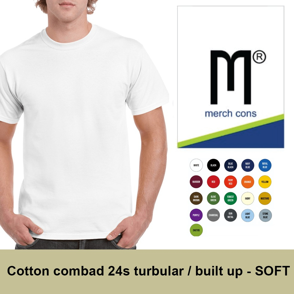 Kaos polos cotton combad 24s tanpa jahitan samping merk merchons