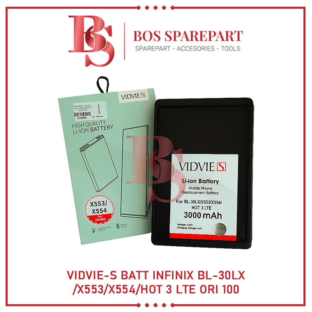 VIDVIE-S BATERAI INFINIX BL-30LX / X553 / X554 / HOT 3 LTE ORI 100 / BATERAI / BATRE