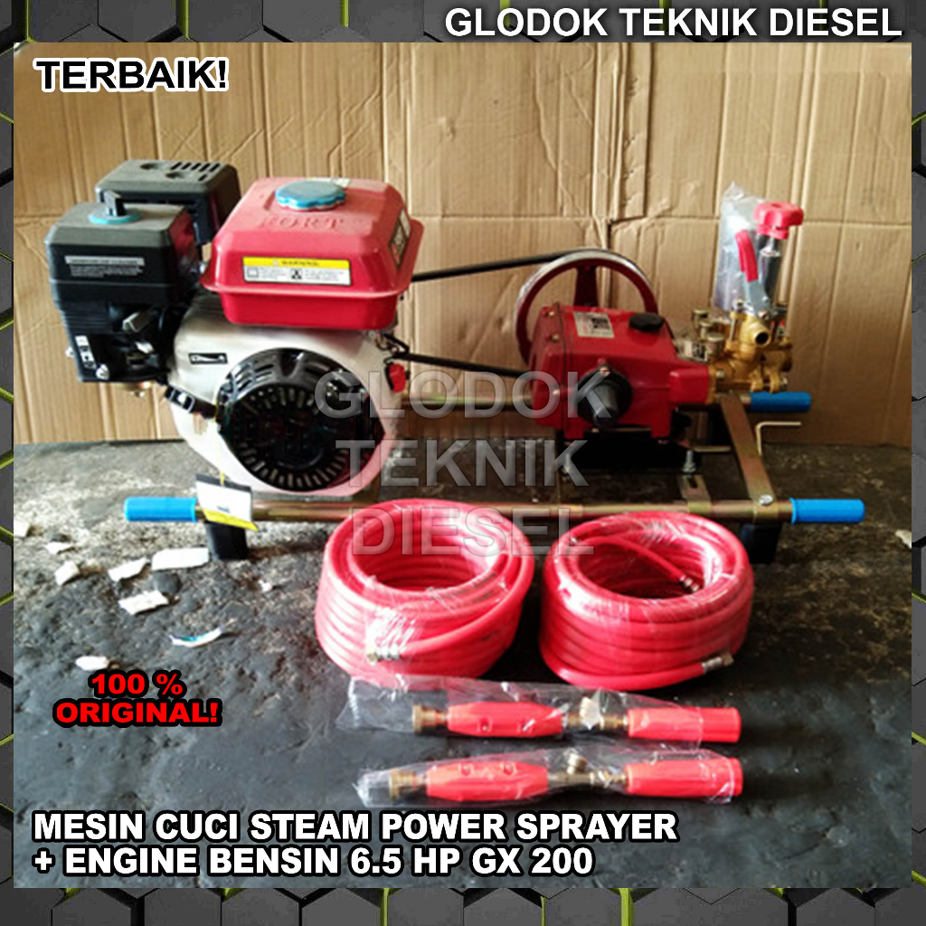 Power Sprayer Steam Mesin Cuci Motor Mobil PS 30 + Honda Engine Bensin GX 160 5.5 HP Paket Lengkap T
