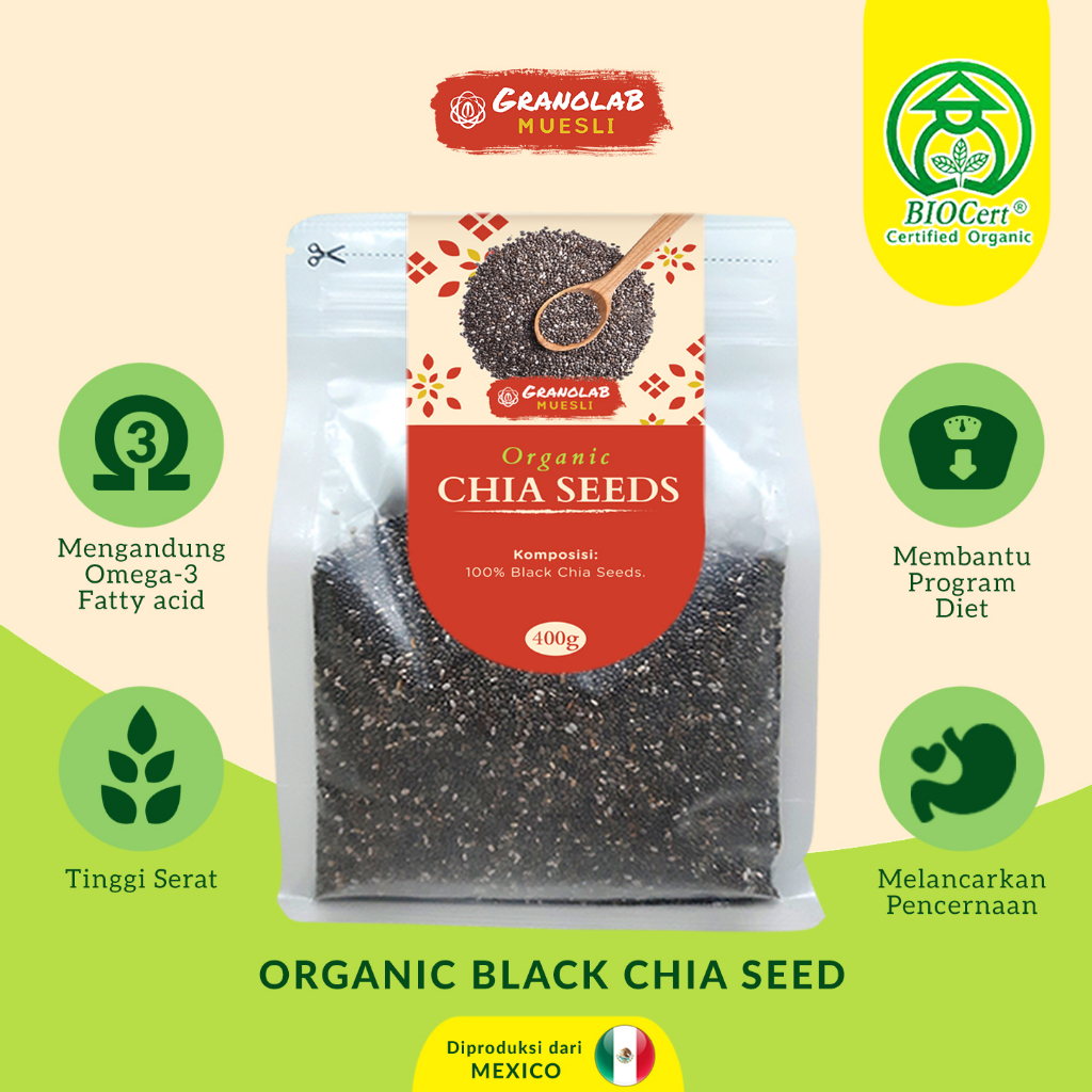 

Organic Black Chia Seed Chiaseed Organik Mexico - Granolab Muesli
