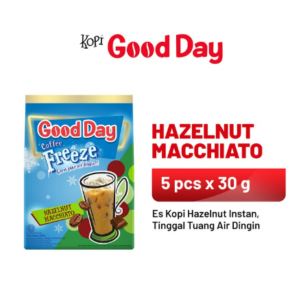

GOOD DAY Kopi Instant Coffee Freeze Hazelnut Macchiato 1 Pack (5 x 30 gr)