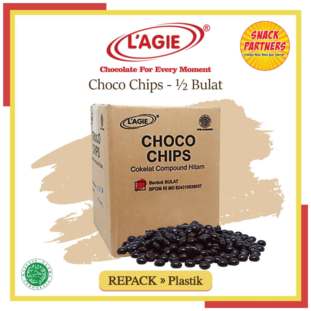 

Promo! coklat Chocochips Setengah Bulat LAgie Repack