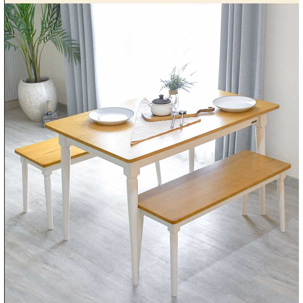 [LIVIEN] "Dining Table" Meja Makan Set |2 Bench | Meja Makan Minimalis Maple Story Dinning Table Mur