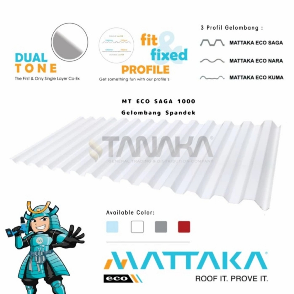 Atap UPVC Mattaka Single Layer Eco Saga 1000mm