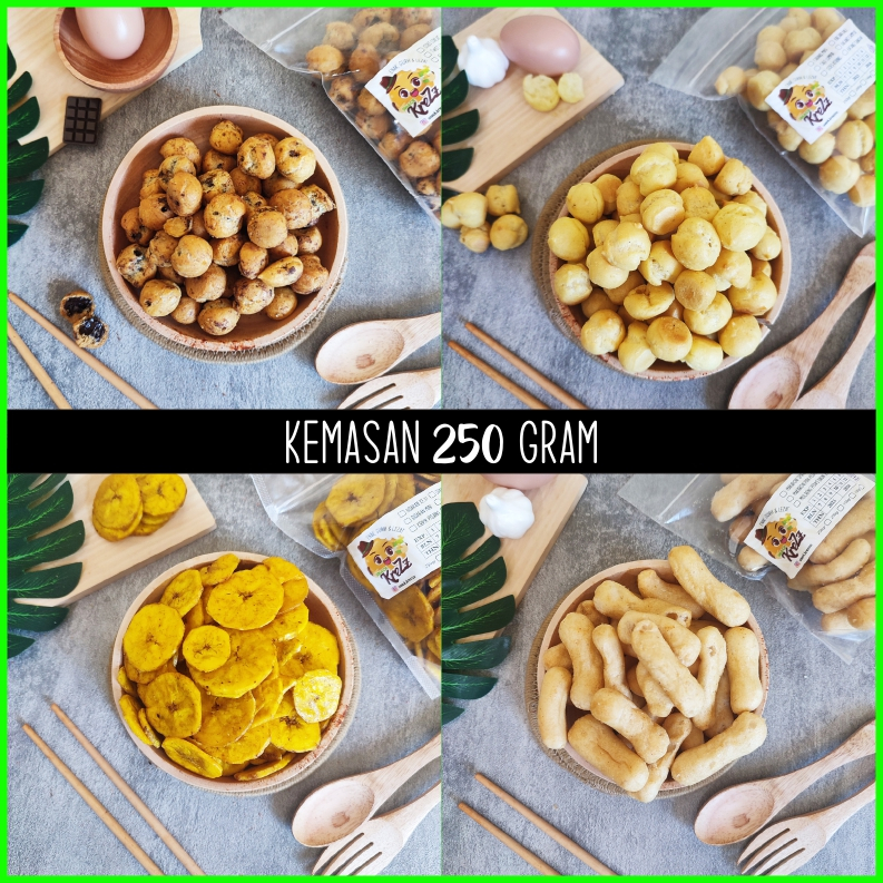 

Soes Kering Keju / Soes Coklat / Keripik Pisang / Krupuk Ikan Tenggiri / Aneka Camilan Snack Krezz