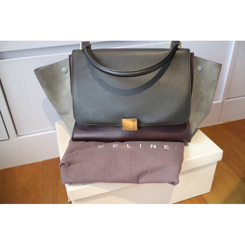 Celine Trapeze Shoulder Bag two away Bag Leather and Suede PRELOVED