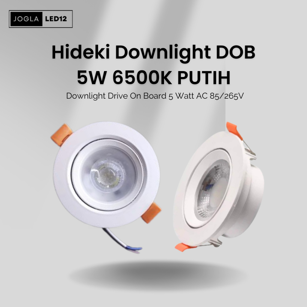 Downlight LED COB 5W 6500K Cahaya Putih Hideki