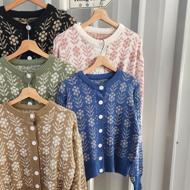 CARDY OUTHER RAJUT KNITE LEAF FLOWER