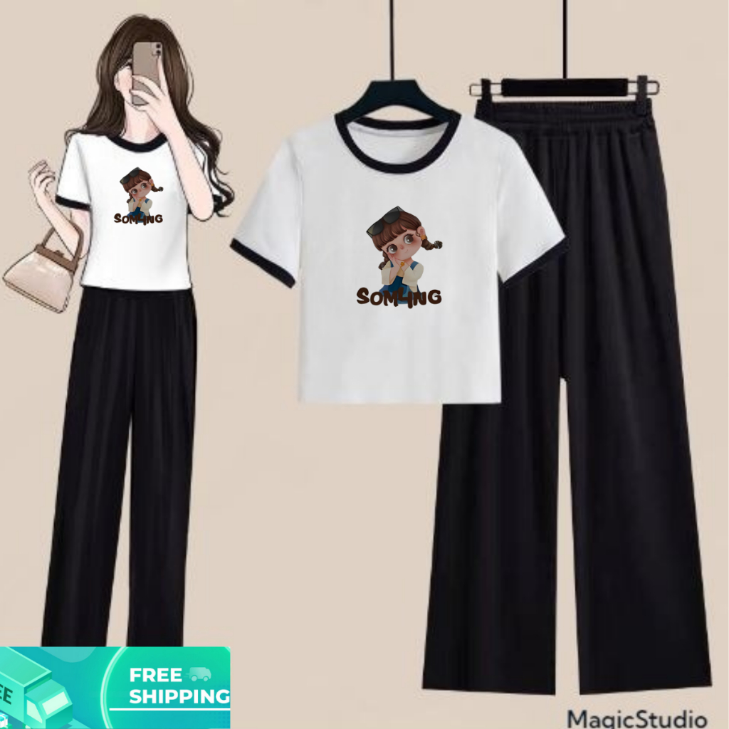 JBF Setelan Remaja Crop Ringer Tee Dan Celana Kulot Somling