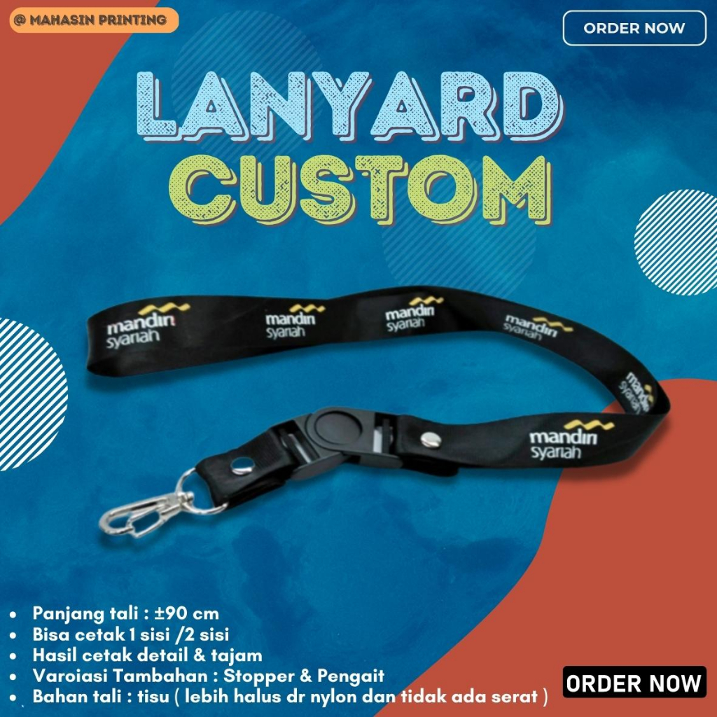 

TALI lanyard printing custom/ Tali id card/pot sablon dengan stopper dan pengait