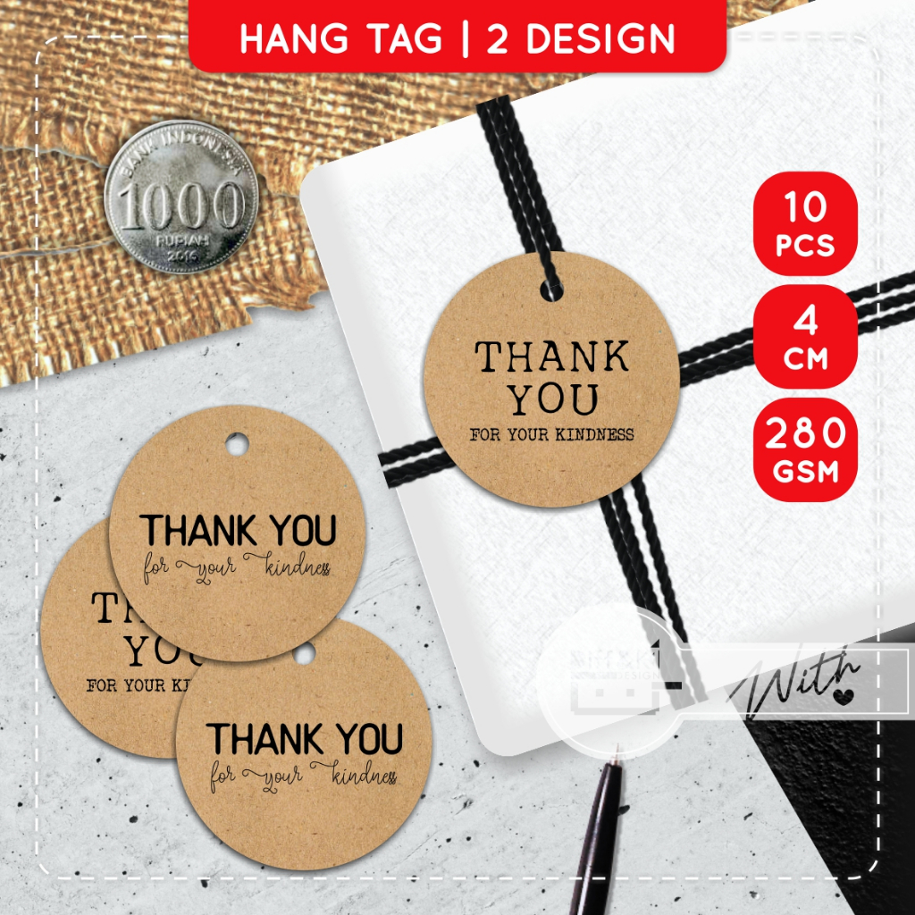 

Label Hang Tag Thank You for your kindness Kraft Hampers Rustic Vintage Wrapping Kado DIY