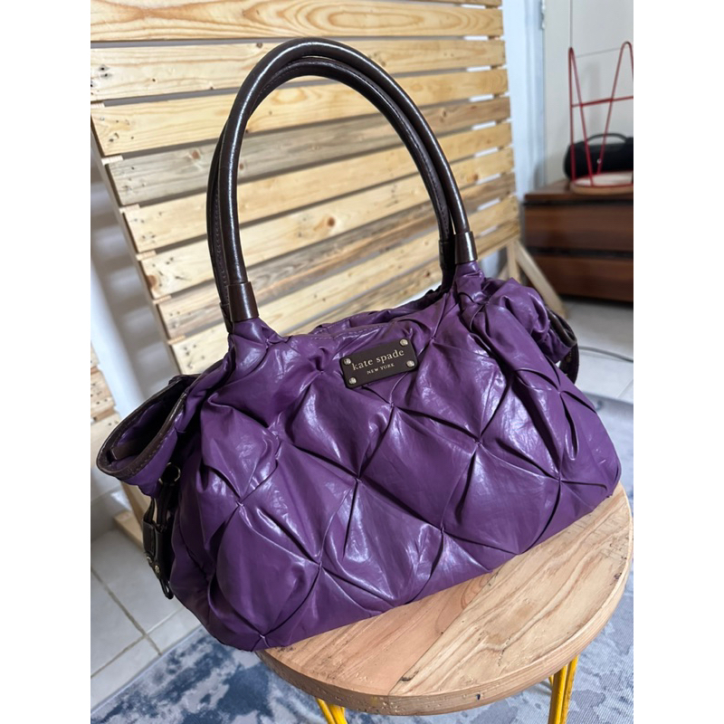 Preloved tas Kate Spade KS sholder bag bahan nylon warna Ungu