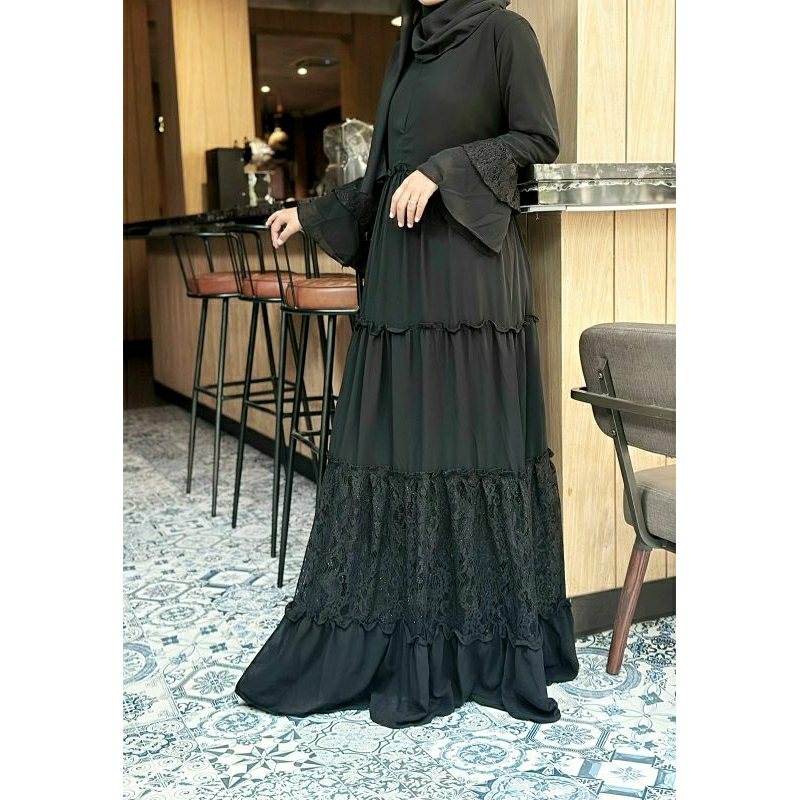 Abaya Hitam abaya mihrima Brukat Cinderella abaya  saudi Gamis hitam saudi Zephy Umroh Dubai Turkey 