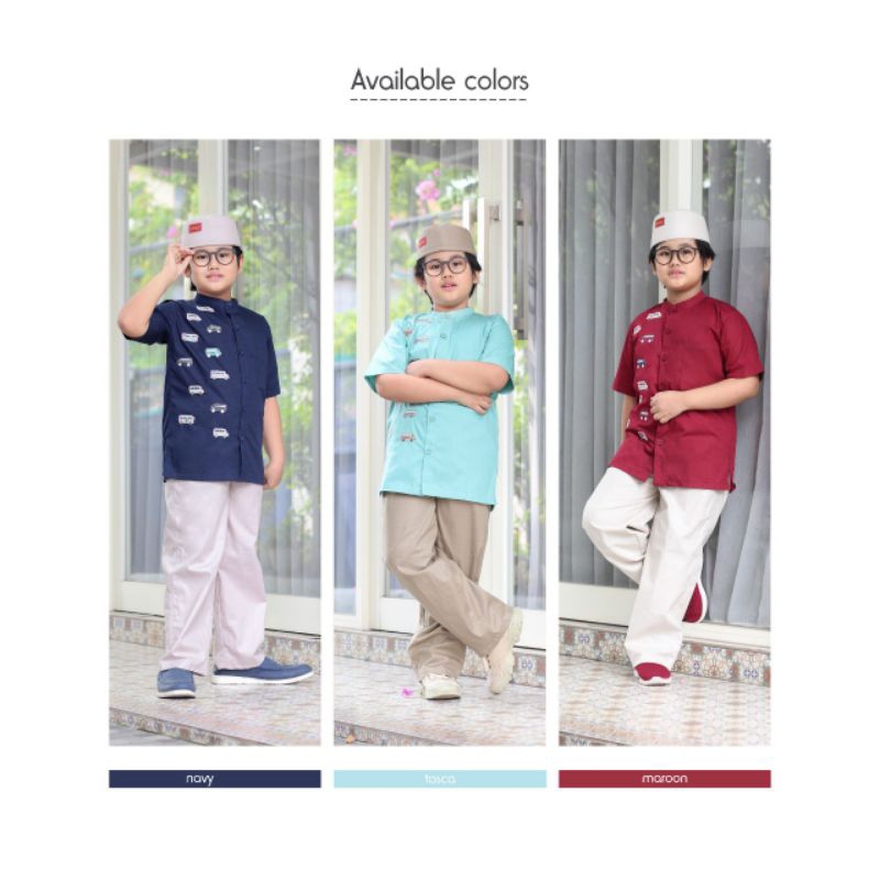 Baju muslim anak laki laki lengan pendek bordir mobil TAPL0506 rumah dannis collection | 0506 warna 