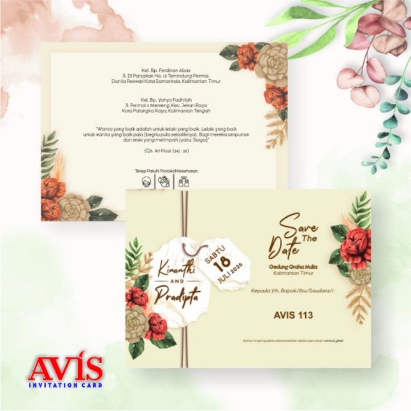 Blangko Undangan Nikah AVIS 113 wedding simple murah