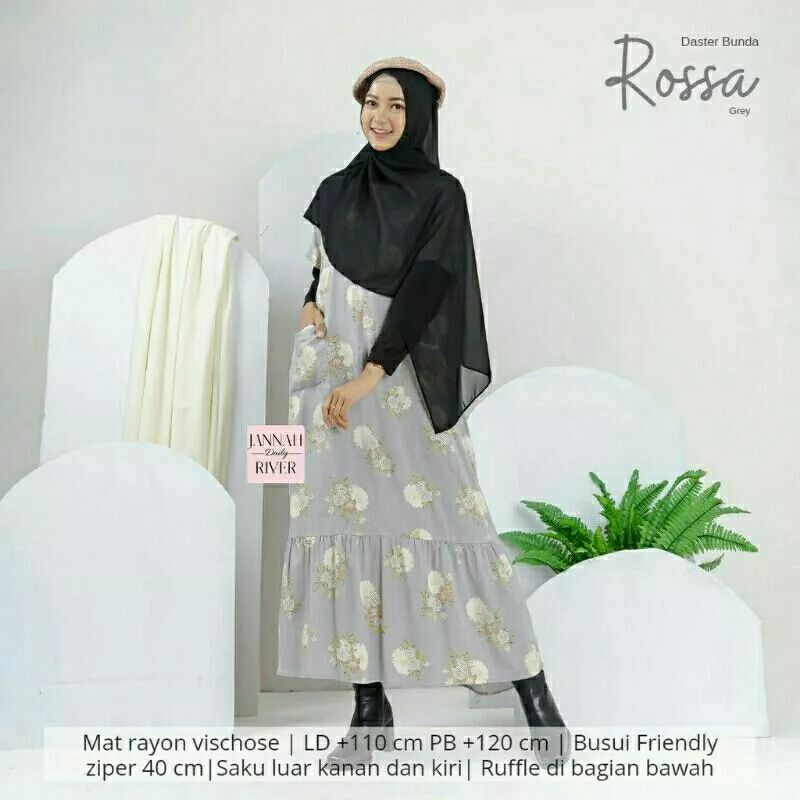 Sale Stock Daster Ori Jannah River || Daster Bunda Rossa Grey by Jannah River #dasterpremium #daster