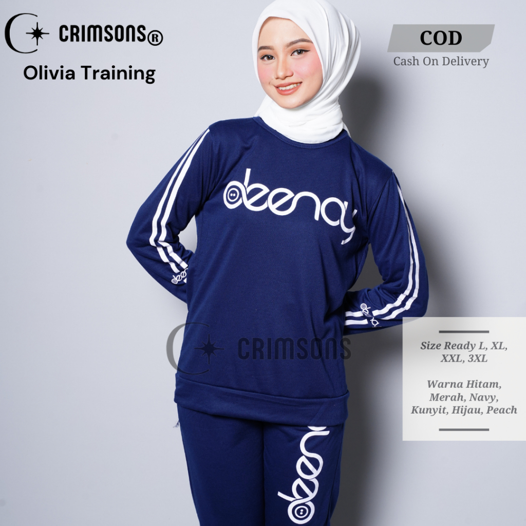 Olivia Training + Muslim Baju Wanita Dewasa  Setelan Sport Polos Panjang dan Celana