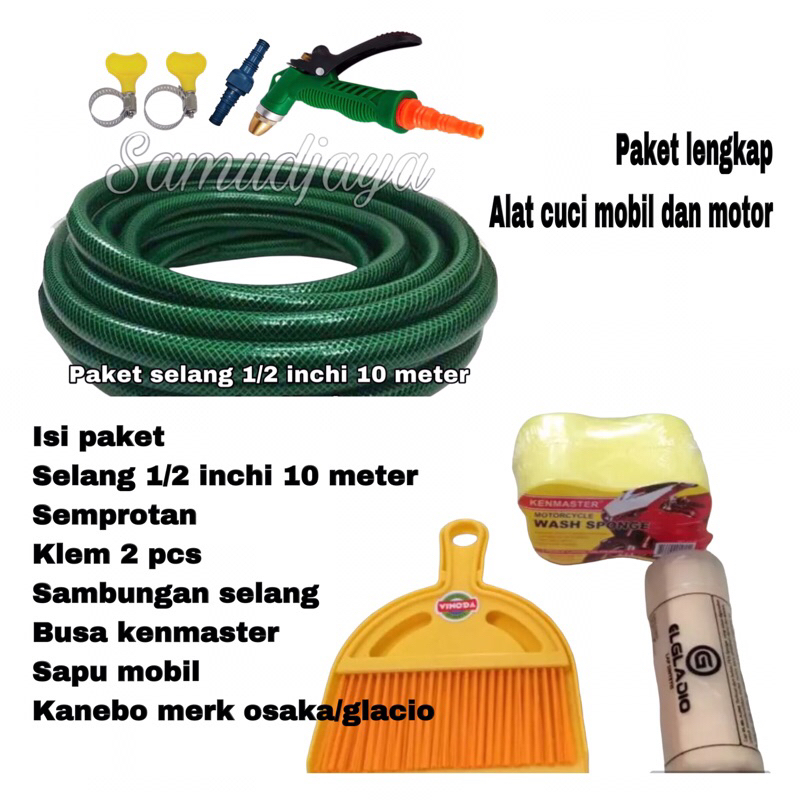 paket selang semprotan cuci mobil dan motor + kanebo