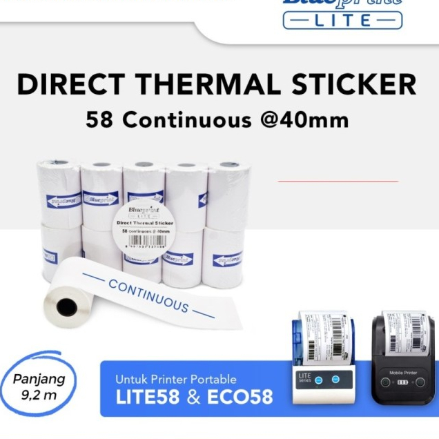 

KERTAS THERMAL STICKER LABEL BLUEPRINT 58 mm CONTINUOUS @40mm