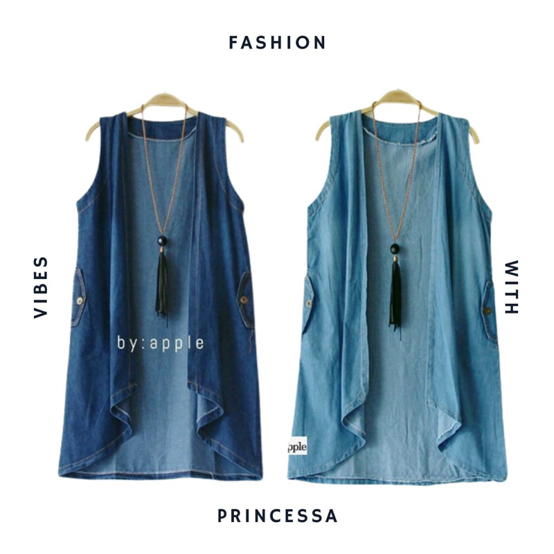 Bisa COD Rompi Jeans Wanita Romoi Denim Wanita Vest Jeans Wanita Baju Outer Jeans Wanita Vest Fashio