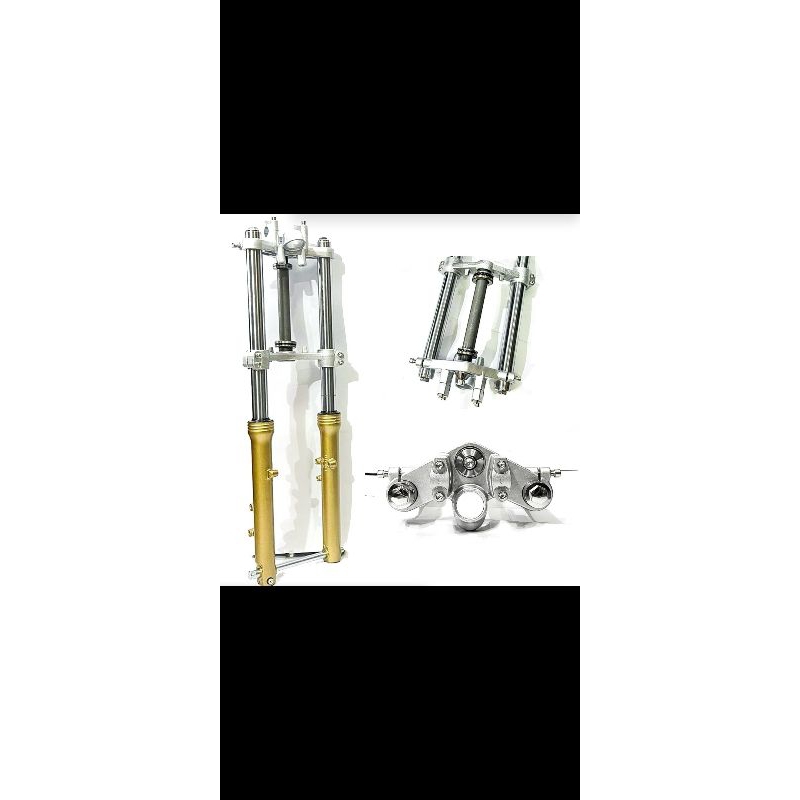 SHOCK DEPAN ASSY NINJA PNP YAMAHA RX KING SERIES GOLD AS CROME