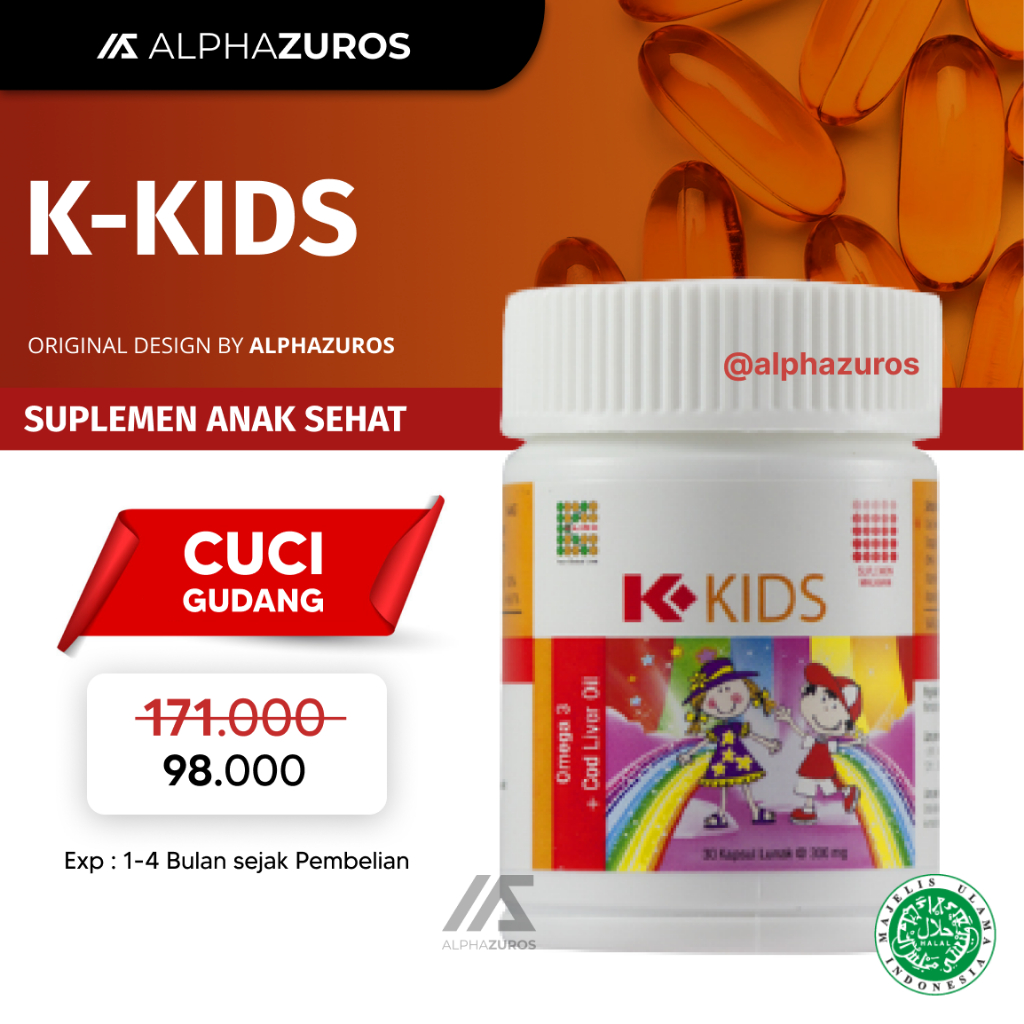 K-KIDS Omega 3 Original K-Link K Kids Minyak Ikan Anak 1 Botol isi 30 COD Liver Oil Softgel AlphaZuros K Link Original Official Store