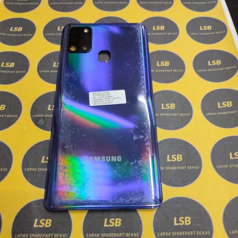 BACKGLASS SAMSUNG A21S A217F BLUE ORIGINAL BEKAS