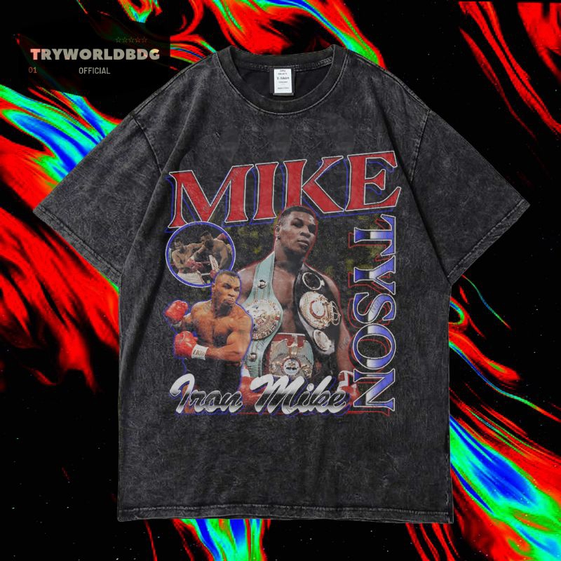 TRYWORLDBDG OFFICIAL "MIKE TYSON" KAOS OVERSIZED | KAOS WASHED | STONE WASH | OVERSIZED T SHIRT | KA