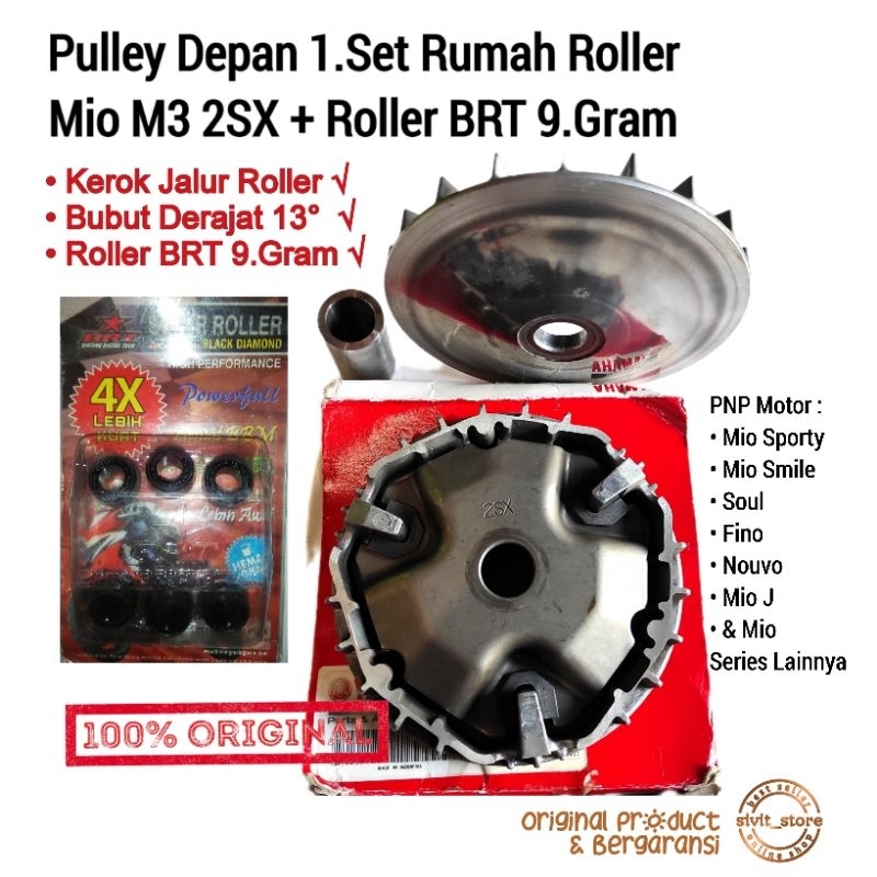 Big Pully Pulley Depan Rumah Roller Set MIO M3 Kerok Jalur + Bubut Derajat PNP Mio Sporty/Soul/Fino/