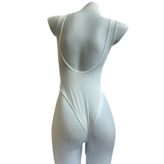 BRI*BT1318 Lingerie Wanita Bahan Lace Seksi Bodysuit Tanpa Lengan Lingeri Open Crotch Sexy Cosplay-PUTIH