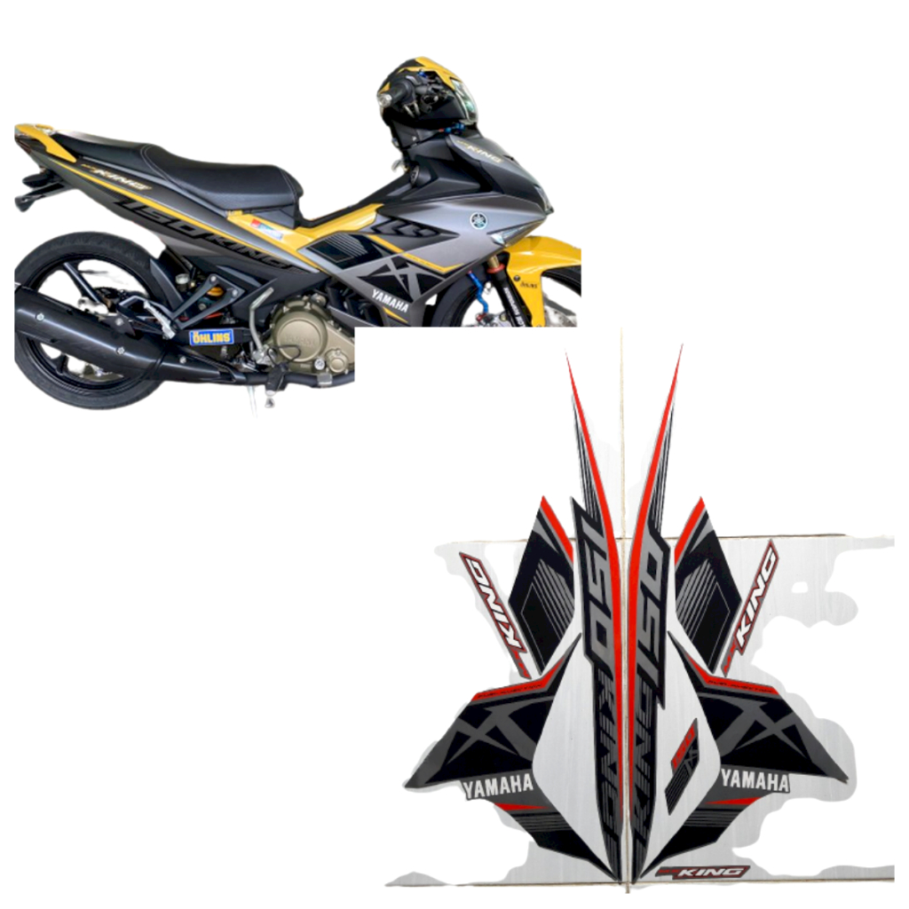STRIPING STIKER LIS LES BODY MOTOR YAMAHA JUPITER MX KING 2017 FULL SILVER-MERAH